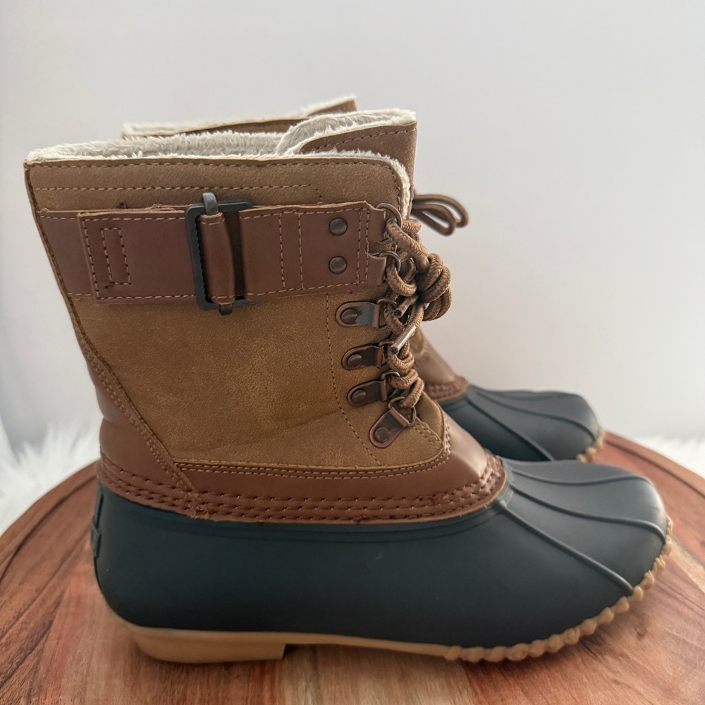 JBU Calgary Weather Ready Faux Fur Lined Duck Boots Women's‎ Sz 7 Tan Black Snow